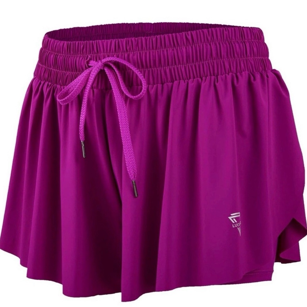Luogongzi Women's Drawstring Active Skort -‎ Magenta